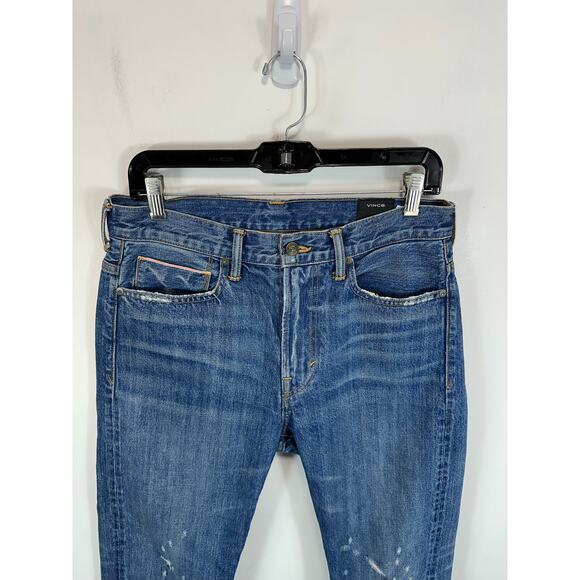 Vince Union Slouch Distressed Jeans In Heritage Size 27 Japanese Selvedge Denim - Picture 10 of 16